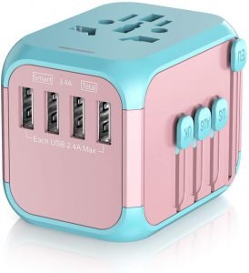 20 cute travel accessories for women all under €25 blue pink universal adaptor